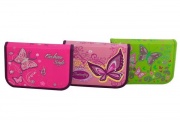 WL-7047  pencil case with two flaps, single, "butterflies"