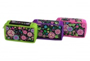 WL-7064  pencil case, tripple, "flowers"