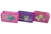 WL-7062  pencil case, tripple, "cute animals"