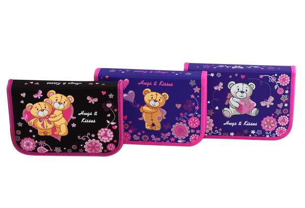 WL-7052  pencil case with two flaps, single, "bears"