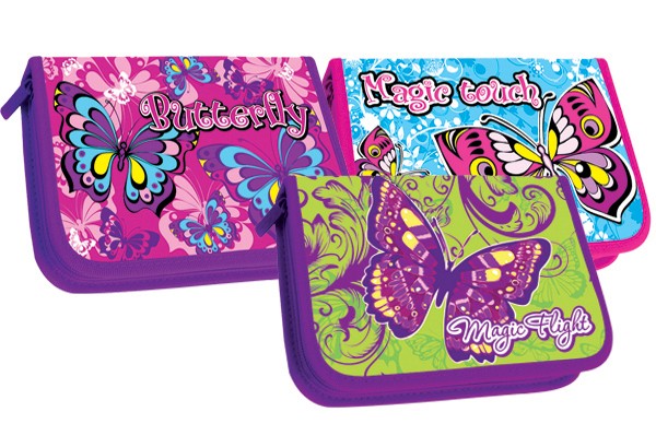 WL-7095  pencil case, single, two flaps, "Butterfly"