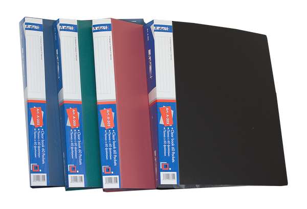 A305  poly file folders A4, 60 sheet protectors