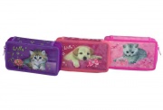 WL-7054  pencil case, double, "cute pets"